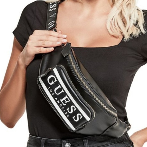 Guess Handbags - GUESS Black and White Gym Fanny Pack Belt Bag